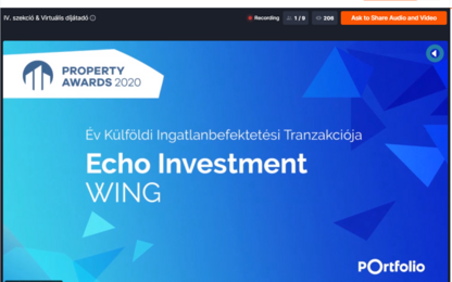 Idén ismét Portfolio Property Awards díjat nyert a WING