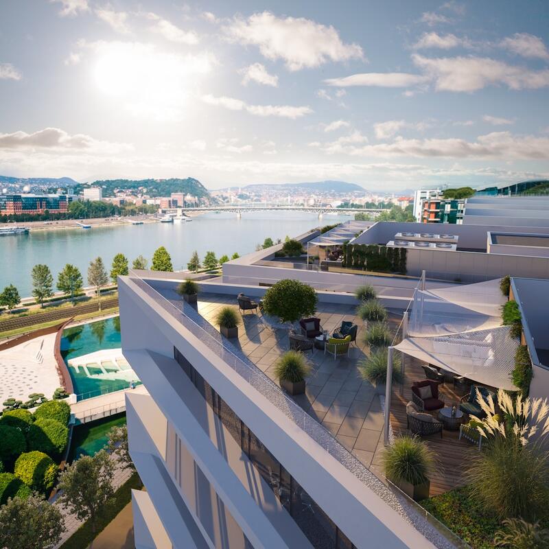 Tetőteraszokról is élvezhető majd a dunai panoráma a Millennium Gardens irodaépületéből
